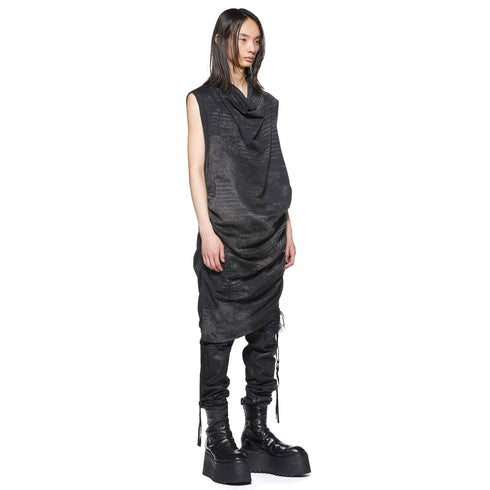 JULIUS 917KNM4 Bk Noise / Digital Noise Shirring Top